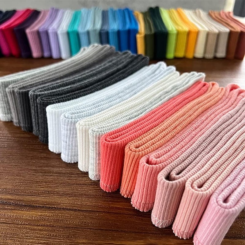 GNSN Cotton Stretch Rib Knit Collar Trim Fabric for Sweatshirt DIY Sewing (Green 30#,2 Strips) - Image 5